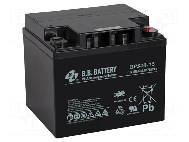 Re-battery: acid-lead; 12V; 40Ah; AGM; maintenance-free; 14.3kg B.B. Battery ACCU-BPS40-12/BB