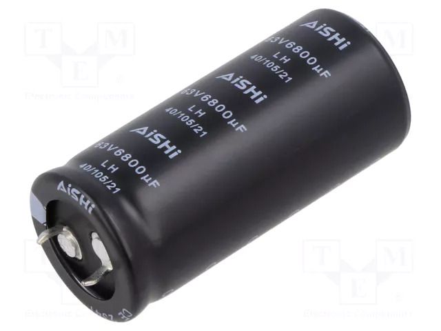 Capacitor: electrolytic; SNAP-IN; 6800uF; 63VDC; Ø25x55mm; ±20% AISHI ELH1JM682P55KT