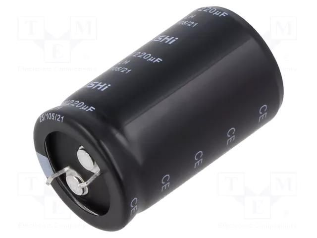 Capacitor: electrolytic; SNAP-IN; 220uF; 450VDC; Ø25x40mm; ±20% AISHI ELH2WM221P40KT