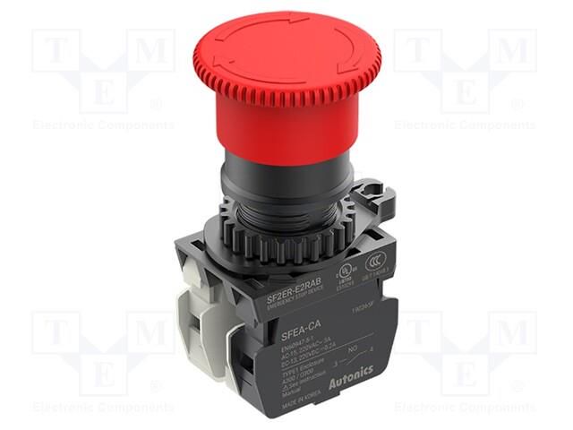 Switch: emergency stop; 22mm; Stabl.pos: 2; NC x2; red; mushroom AUTONICS SF2ER-E1R2B