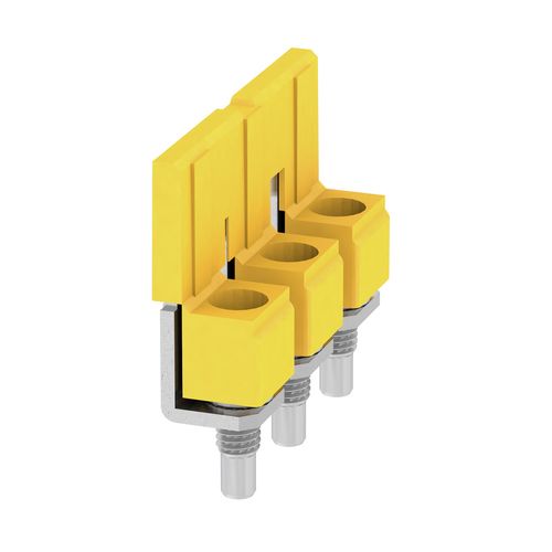 Cross-connector (terminal), when screwed in, Number of poles: 3, Pitch in mm: 9.90, Insulated: Yes, 63 A, yellow Weidmuller 1054960000 04008190079079
