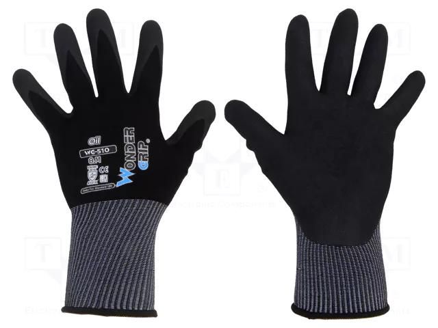 Protective gloves; Size: 8,M; black; nitryl,polyamide; Oil WONDER GRIP WG-510-M/08