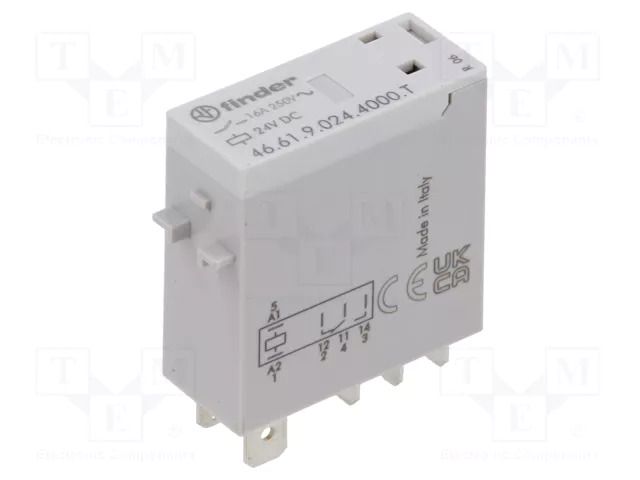 Relay: electromagnetic; SPDT; Ucoil: 24VDC; Icontacts max: 15A FINDER 46.61.9.024.4000T