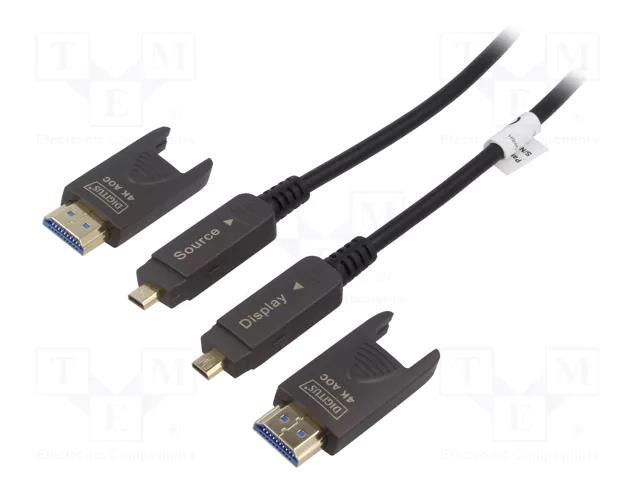 Cable; HDMI plug,micro HDMI plug,both sides; LSZH; 15m; black DIGITUS AK-330127-150-S