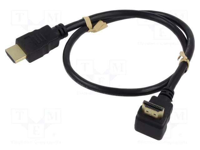 Cable; HDMI plug,HDMI plug 90°; PVC; 0.5m; black; 30AWG; Core: CCS Goobay GOOBAY-61293