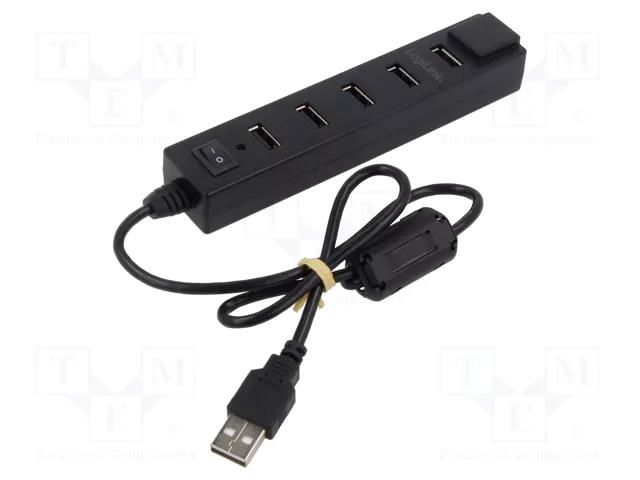 Hub USB; DC,USB A socket x7,USB A plug; USB 2.0; PnP; 480Mbps LOGILINK PC-UA0124