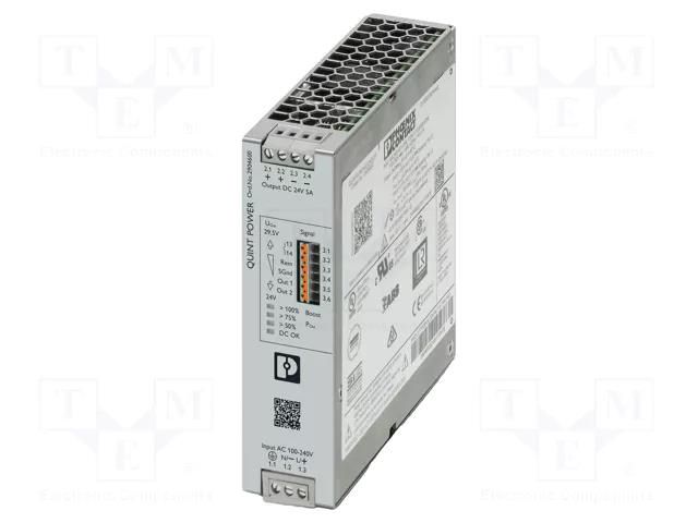 Power supply: switching; for DIN rail; 120W; 24VDC; 5A; 100÷240VAC PHOENIX CONTACT QUINT4/1AC/24DC/5