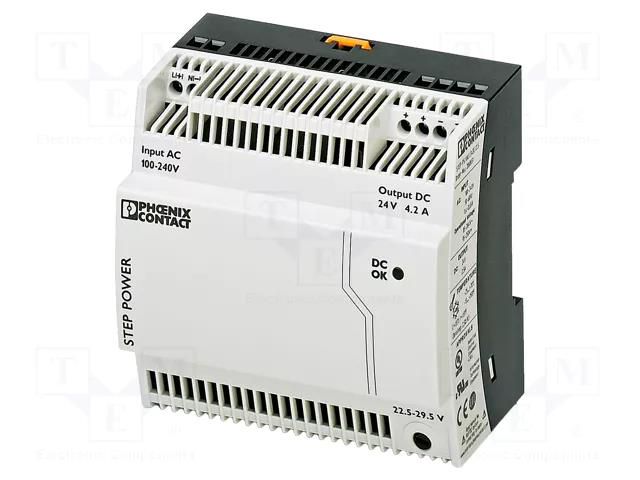 Power supply: switching; for DIN rail; 100W; 24VDC; 4.2A PHOENIX CONTACT STEP-PS/24/4.2