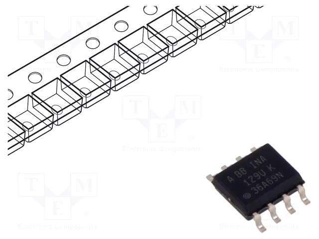 IC: instrumentation amplifier; 1.3MHz; Ch: 1; SO8; 4.5÷36VDC TEXAS INSTRUMENTS INA129UA/2K5