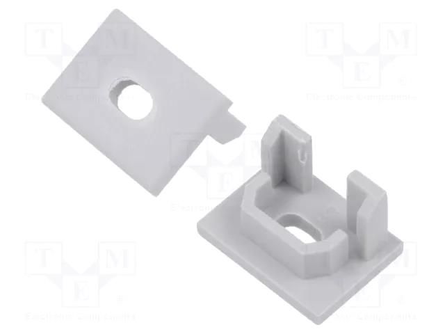 Cap for LED profiles; grey; PDS-4-PLUS; with hole KLUŚ K-C24337C02TW