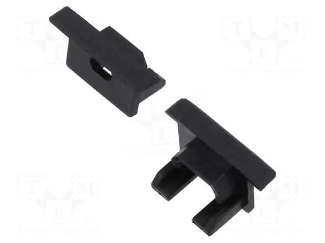 Cap for LED profiles; black; PDS-NK; with hole KLUŚ K-C24338C07TW