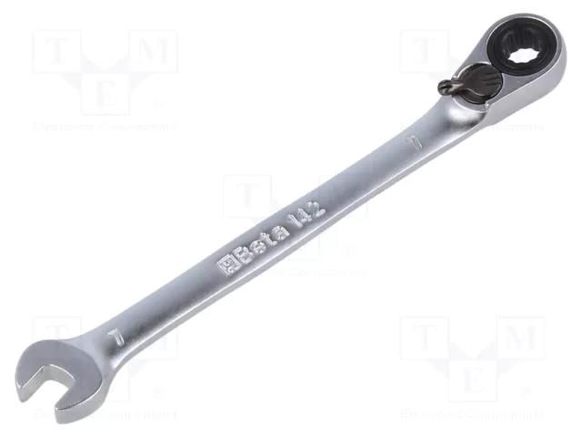 Wrench; combination spanner,with ratchet; 7mm BETA BE142/7