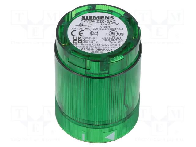 Module: light signaller; green; LED; 24VDC; 24VAC; IP54; 8WD42 SIEMENS 8WD4220-5AC