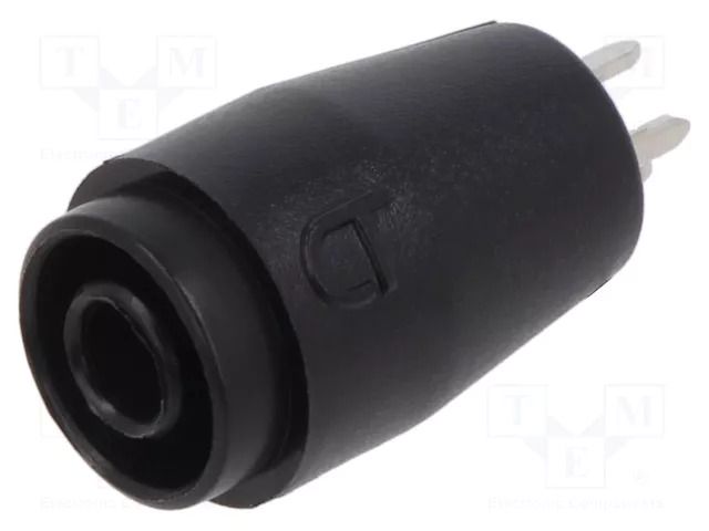 Connector: 4mm banana; socket; black; 25A; 24.47mm; PCB; 5mΩ; 1kV CAL TEST CT3151V1-0