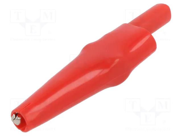 Crocodile clip; 10A; red; Grip capac: max.7.9mm; Socket size: 4mm CAL TEST CTM-63-2