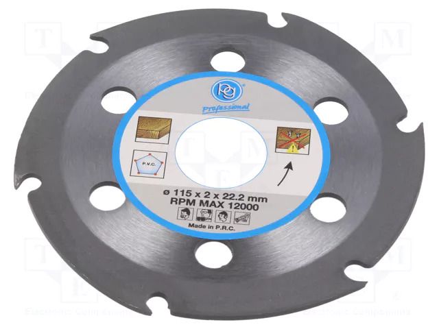 Cutting wheel; Ø: 115mm; wood,plastic; Holder: assembly hole; 22mm PG PROFESSIONAL PG-419.90