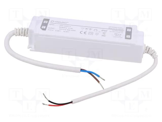 Power supply: switching; LED; 40W; 12VDC; 3.33A; 220÷240VAC; IP67 YINGJIAO YCL40-40-12