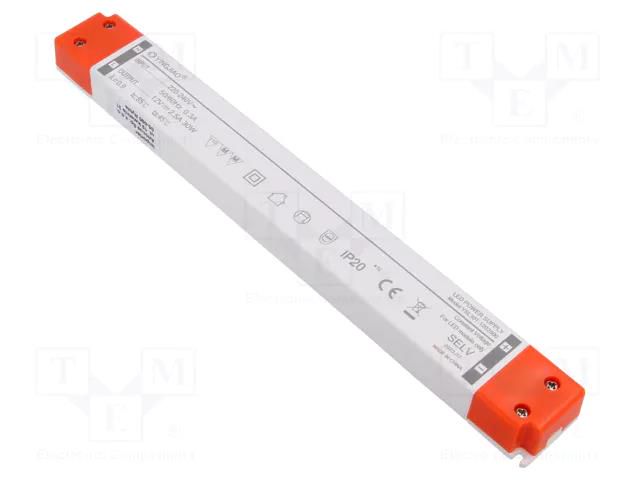 Power supply: switching; LED; 30W; 12VDC; 2.5A; 220÷240VAC; IP20 YINGJIAO YSL30T-30-12