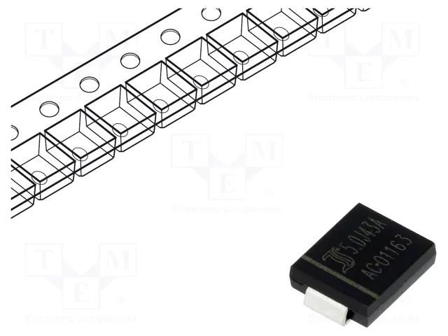 Diode: TVS; 5kW; 47.8÷52.8V; 72A; unidirectional; ±5%; SMC; 5.0SMCJ DIOTEC SEMICONDUCTOR 5.0SMCJ43A-AQ-DIO