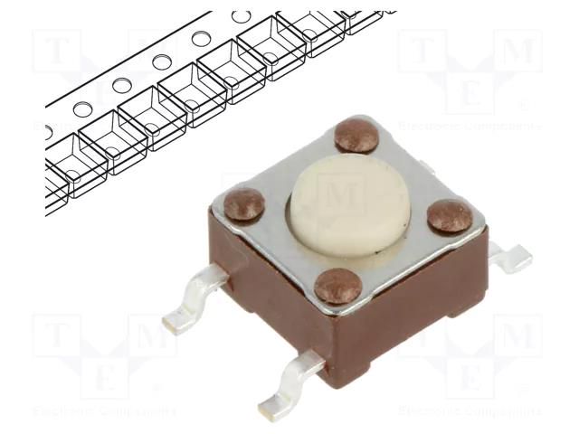 Microswitch TACT; SPST-NO; Pos: 2; 0.05A/24VDC; SMT; none; 2.6N TE Connectivity 2-1437565-9