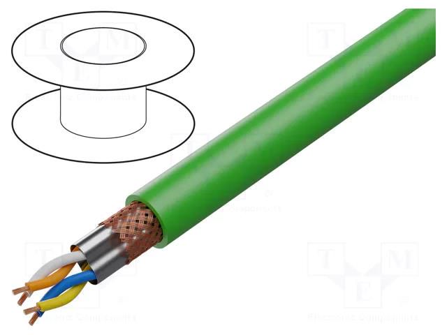 Wire; ETHERLINE® Cat.5e; 2x2x22AWG; 5e; stranded; Cu; green; 6.2mm LAPP ETH-2170636