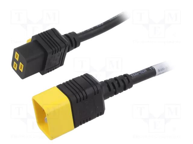 Cable; 3x1.5mm2; 3x14AWG; IEC C19 female,IEC C20 male; PVC; 3m SCHURTER 3-100-363