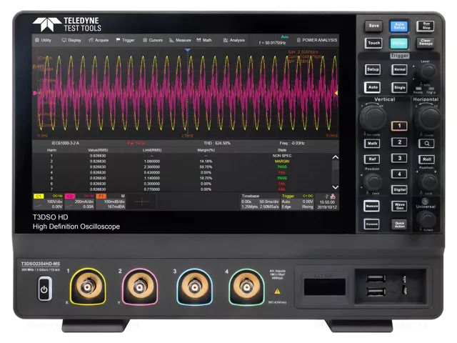 Oscilloscope: mixed signal; Ch: 4; 350MHz; 2Gsps; 200Mpts/ch; 1ns TELEDYNE LECROY LC-T3DSO2354HD-MS