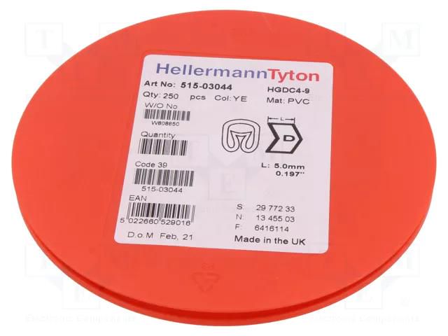 Markers; Marking: D; 4÷9mm; PVC; yellow; -65÷105°C; leaded; HGDC4-9 HELLERMANNTYTON HGDC4-9D-PVC-YE