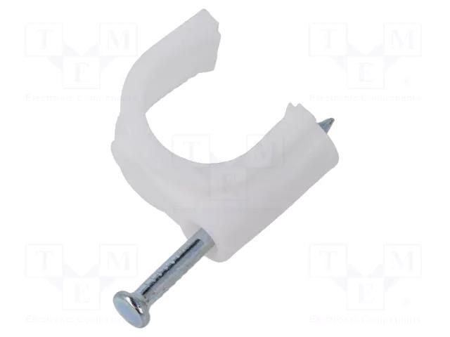 Holder; white; on round cable; 100pcs; with a nail; Ø: 14mm GOOBAY GOOBAY-17084
