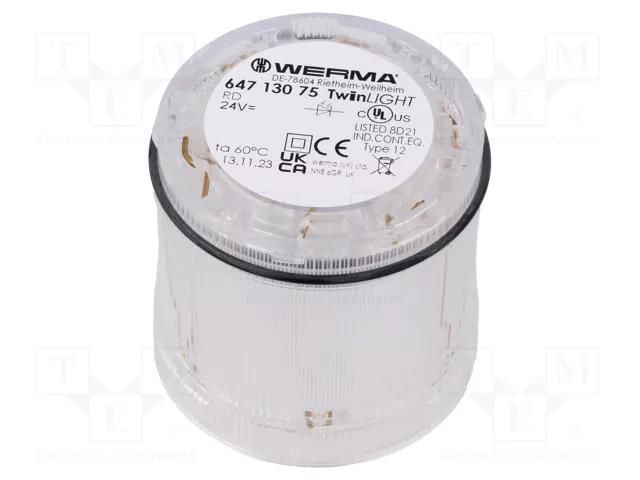 Module: light signaller; red; LED; 24VDC; 24VAC; IP65; Ø70x65.5mm WERMA WER-64713075