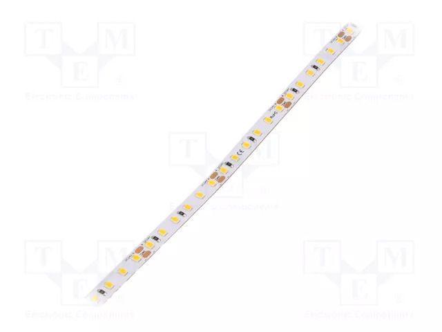 LED tape; white warm; 2835; LED/m: 120; 8mm; IP33; 120°; 9.6W/m POS HQS-96120WW-24-5M