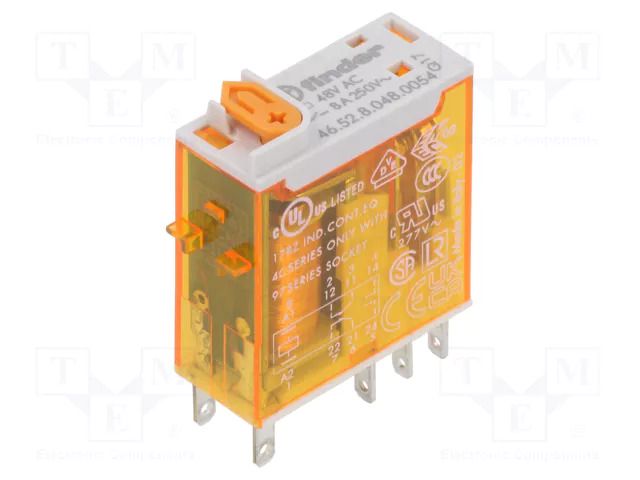 Relay: electromagnetic; DPDT; Ucoil: 48VAC; Icontacts max: 15A FINDER 46.52.8.048.0054