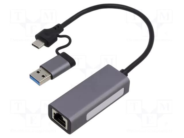 PC extension card: network; USB 3.1; PnP; grey GEMBIRD A-USB3AC-LAN-01