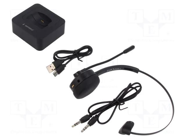 Wireless headphones with microphone; black; USB C socket; 10m GEMBIRD BTHS-M-01
