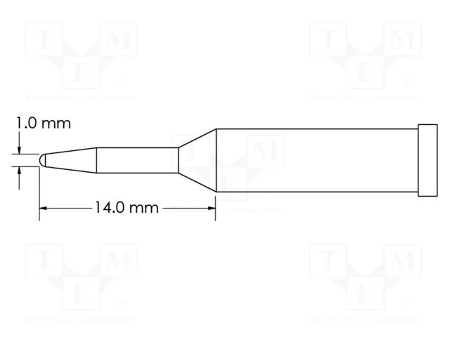 Tip; conical,elongated; 1mm; for soldering station METCAL GT4-CN0010A