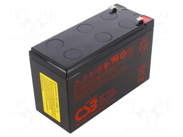 Re-battery: acid-lead; 12V; 7.2Ah; AGM; maintenance-free CSB BATTERY ACCU-GP1272F1