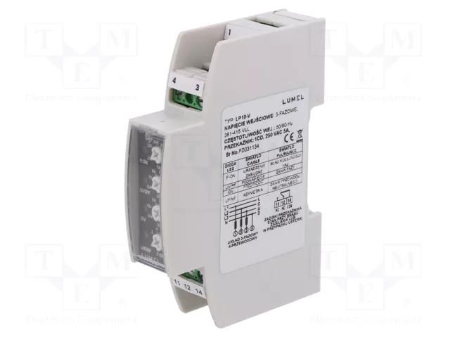 Voltage monitoring relay; 381÷415VAC; for DIN rail mounting LUMEL LP10-V370210000000