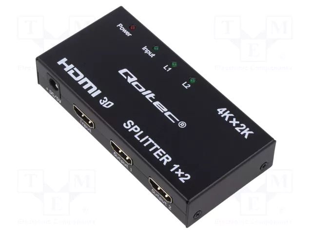 Splitter; HDCP 2.2,HDMI 1.4; PnP; black; Out: HDMI socket x2 QOLTEC QOLTEC-51796