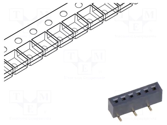 Connector: pin strips; socket; female; PIN: 6; SMT; vertical; 1mm GCT BC070-06-A-1-L-C