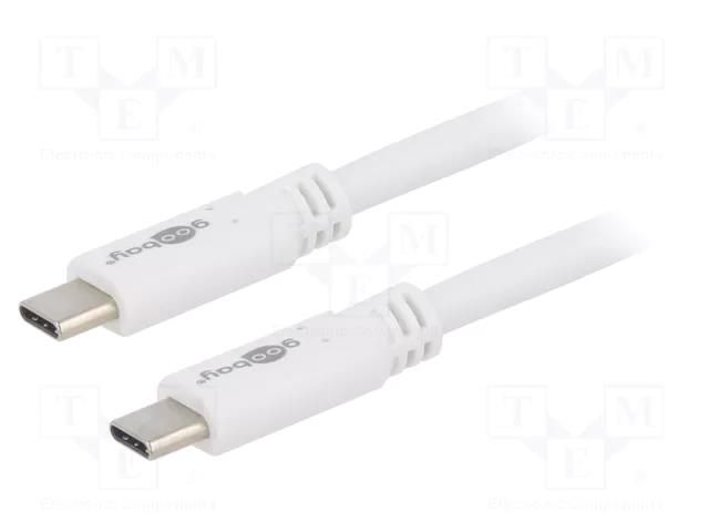 Cable; USB 3.2; USB C plug,both sides; 1m; white; 5Gbps; 60W Goobay USB.C-PD60-1.0WH