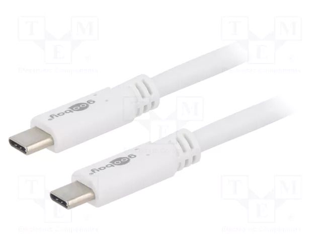 Cable; USB 3.2; USB C plug,both sides; 1m; white; 4K,UHD 4320p GOOBAY USB.C-PD60-1.0WH