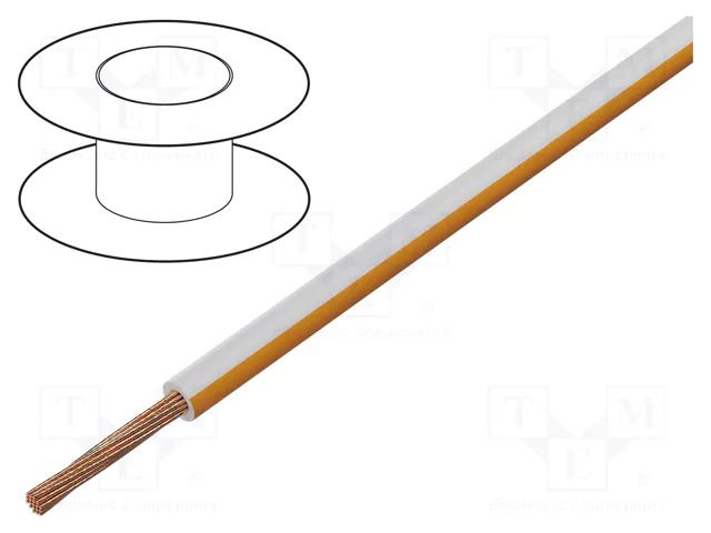 Wire; H05V-K,LgY; stranded; Cu; 0.75mm2; PVC; white-orange; 100m BQ CABLE LGY0.75-WH/OR