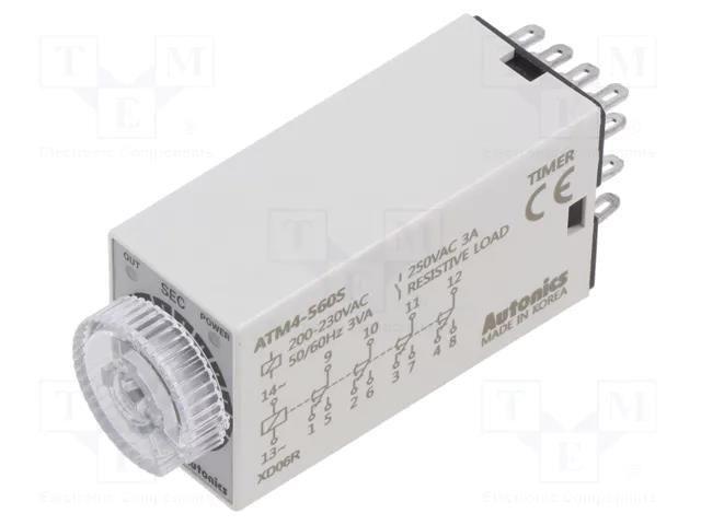 Timer; 6s÷60s; 4PDT,relay; 250VAC/3A,24VDC/3A; Usup: 220VAC AUTONICS ATM4-560S