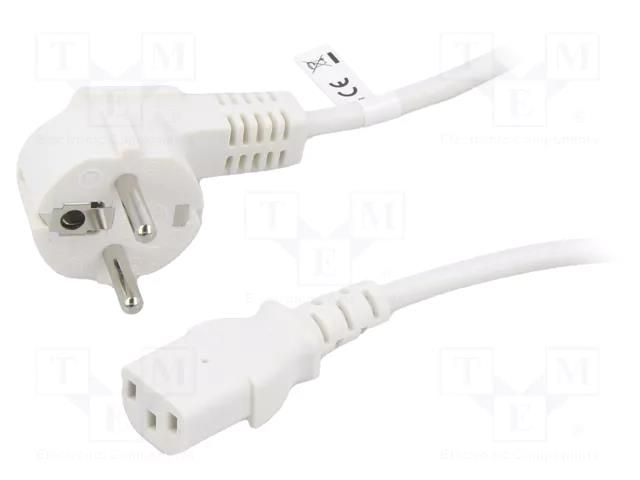 Cable; CEE 7/7 (E/F) plug angled,IEC C13 female; PVC; 1.5m; 10A Goobay SN326-3/10/1.5WH