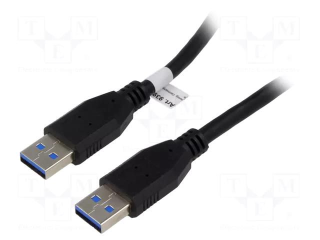 Cable; crossover,USB 3.0; USB A plug,both sides; 3m; black; 5Gbps Goobay USB3.0-AA/3