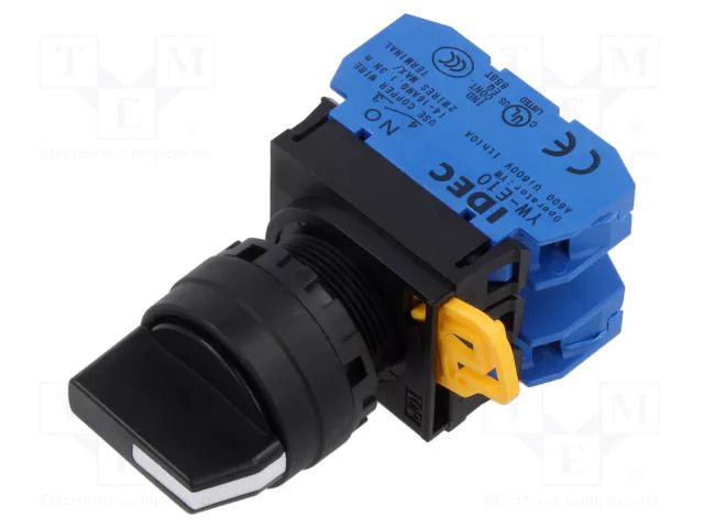 Switch: rotary; 22mm; Stabl.pos: 1; NO x2; black; none; IP65; YW IDEC YW1S-33E20