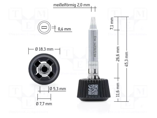 Tip; chisel; 2mm; longlife; for soldering station ERSA ERSA-0142CDLF20