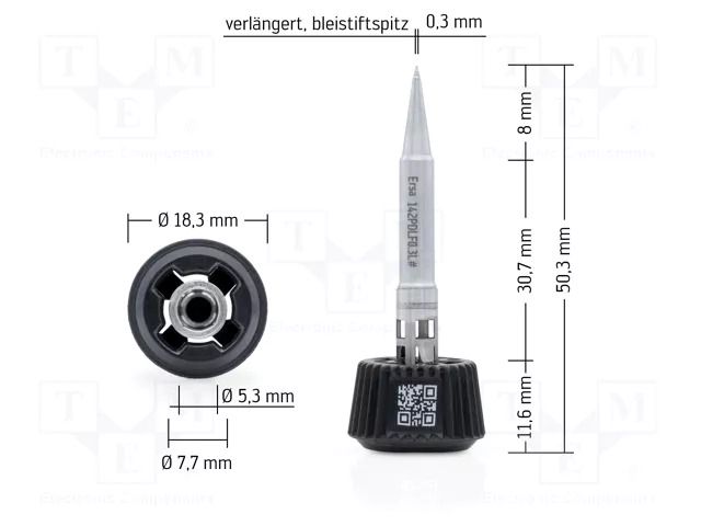Tip; pin; 0.3mm; longlife; for soldering station ERSA ERSA-0142PDLF03L