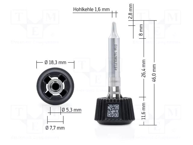 Tip; conical sloped; 1.6mm; longlife; for soldering station ERSA ERSA-0142WDLF16