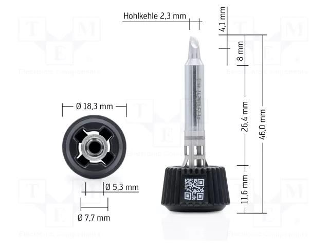 Tip; conical sloped; 2.3mm; longlife; for soldering station ERSA ERSA-0142WDLF23